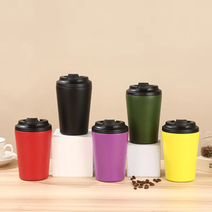 <b>Macaron</b> Color Powder Coated 12oz Double Wall Insulated Cup Reusable Metal Coffee Mug with Leak Proof Lid Bulk Custom - Product Image 6