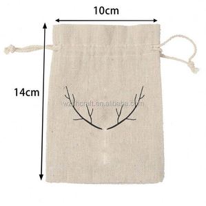 Custom Logo Nature Color 100% Cotton Pouch Gift Jewelry Packing Storage Hessian Hemp Drawstring Bag - Product Image 2