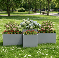 Grand bac à fleurs rectangulaire en aluminium, durable, pour extérieur, avec revêtement en poudre, design minimaliste