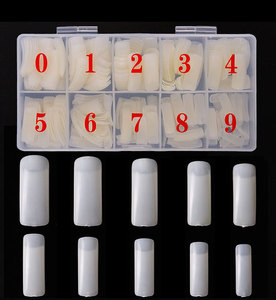 500 pièces/boîte – Nouveaux faux ongles en acrylique blancs à paillettes, demi-couverture et couverture complète, forme cercueil, 10 tailles, pour salons de manucure - Product Image 3