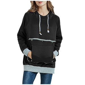 <strong>Women's</strong> Hooded Sweatshirt Winter Kangaroo Pouch Dog Casual Sportswear Pullover Hoodie Jacket with Large Pet Pocket - Product Image 1
