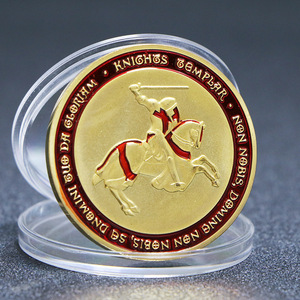 Chevaliers maçonniques <span class=keywords><strong>templiers</strong></span> sur cheval croix rouge <span class=keywords><strong>franc</strong></span>-<span class=keywords><strong>maçon</strong></span> maçonnique plaqué argent pièce Souvenir - Product Image 4