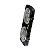 Cuisinière Électrique Appareils de Cuisine Plaque Chauffante 1000W Double Foyer Électrique Revêtement Antiadhésif avec Protection Contre la Surchauffe