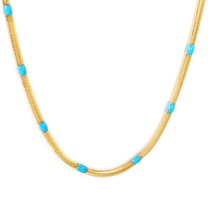 Collar de Cadena de Serpiente Minimalista Europeo Americano, Chapado en Oro de 18K, Patrón de Gota de Agua Azul, Aleación de Zinc, Joyería de Moda - Product Image 3