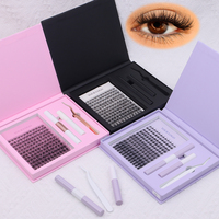 Kit de cils Mega Cluster personnalisé avec colle et fixateur, cils segmentés faits à la main, plateau de cils en grappe à marque privée pour le maquillage