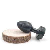 Oeuf anal en jade néphrite multicolore, plug anal en obsidienne noire avec base