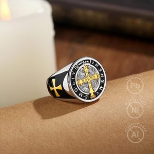 Anneaux ajustables Merryshine en laiton et cuivre, cadeaux, foi ouverte, protection catholique, chrétienne, Jésus, Saint Benoît, pour femmes - Product Image 3