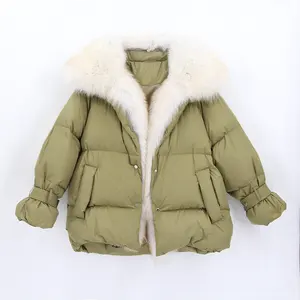 秋晨QC22084新款冬季女式鹅绒大衣毛绒狐狸毛保暖高品质夹克制造商