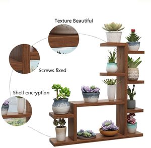 Estante de madera personalizado para plantas, soporte de exhibición multimaceta para interior y <span class=keywords><strong>exterior</strong></span>, estante para plantas de jardín en esquina, sala de estar y balcón - Product Image 4
