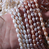 Perles d'eau douce de riz véritable Perles en vrac naturelles de 6mm Perles de riz d'eau douce