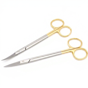 Tijeras Quirúrgicas Kelly de Acero Inoxidable con Mango Dorado para Cirugía General, Instrumento Manual con Certificación CE Clase I - Product Image 1
