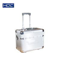 Valise de pilote de chariot en aluminium argenté dur personnalisable Bagages de transport de vol de train Boîte de transport de train en pénurie OEM/ODM