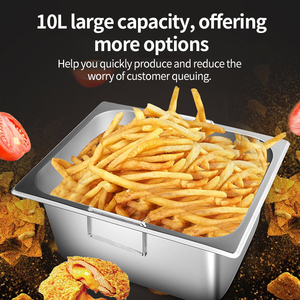 Friggitrice Elettrica Commerciale ad Alta Potenza in Acciaio Inox con Doppia Vasca 5000W Multifunzione per Patatine Fritte e Pollo - Product Image 2