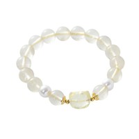 Réduire la pression, bijoux en cristal naturel, pierre de guérison, boule de charme, colonne de cristal de citrine, perle de cristal de quartz clair, bracelet pour femmes