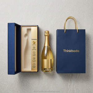 Caja de Regalo para Vino en Forma de <span class=keywords><strong>Libro</strong></span>, Color Azul Zafiro, con Marco Metálico Dorado y Tapa Magnética, para Aniversarios Especiales - Product Image 3