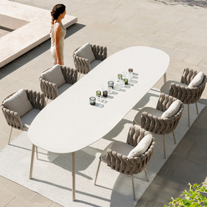 Fauteuils et table de café de jardin modernes, mobilier d'extérieur pour patio, restaurant, canapé de jardin <span class=keywords><strong>en</strong></span> corde tressée, cour, hôtel, parc - Product Image 1