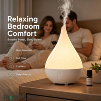 Humidificateur 200 ml pour chambre à coucher, autonomie 13h, silencieux 28 dB, facile à remplir et à nettoyer, diffuseur d'arômes pour grande surface, humidificateur d'intérieur pour chambre de bébé