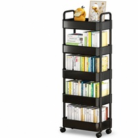 Chariot de rangement étroit à 5 niveaux avec roulettes pour cuisine, salle de bain, buanderie, chariot utilitaire domestique