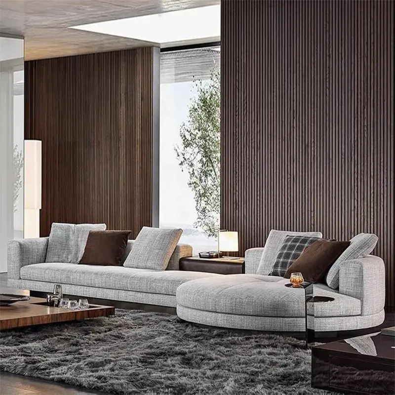 Sofá de tecido italiano luxuoso moderno para sala de estar tecido seccional em nuvem conjunto de sofás de tecido cinza 7 12 lugares