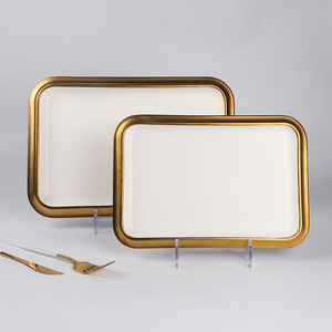 Assiettes rectangulaires et rondes en porcelaine, <span class=keywords><strong>vaisselle</strong></span> en céramique, vente en gros, 5 pièces, livraison gratuite - Product Image 3