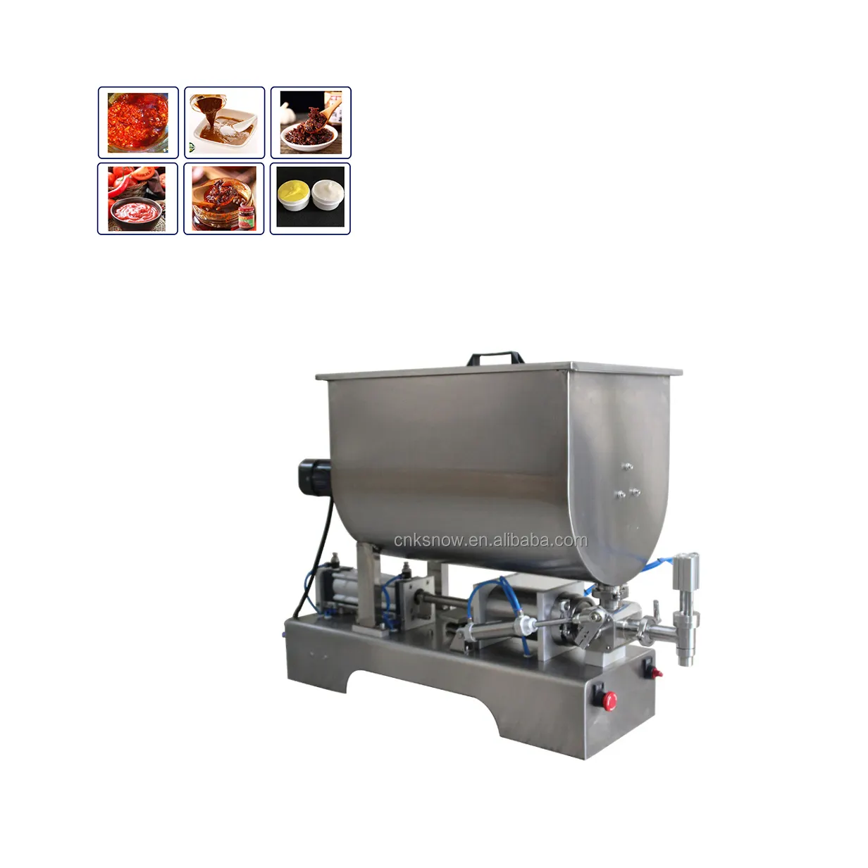 large rotary valve U type tomato sauce horizontal mixing filling machine for pepper chili sauce
