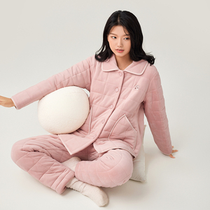 Pigiama Invernale Anzhiban a Tre Strati in Pile, Caldo Completo da Casa in Corallo con Elastico in Vita per Ragazze/Donne - Product Image 2