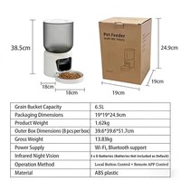 Distributeur de nourriture intelligent pour animaux de compagnie avec caméra WiFi 3MP, ABS, 6,5 L, vision nocturne, alimentation à distance via application pour chats et chiens, utilisation en intérieur