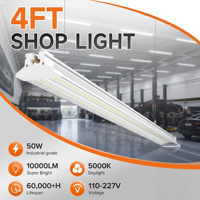 Luminaire LED d'atelier connectable 8FT 100W 130LM/W 5000K Super Lumineux, Tube LED Industriel pour Plafond de Garage, Atelier et Entrepôt