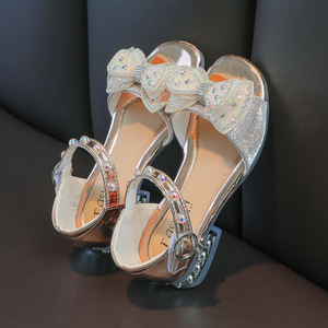Kız sandalet, moda küçük kız açık parmaklı Bling Bling ayakkabı çocuk yay prenses ayakkabı - Product Image 4