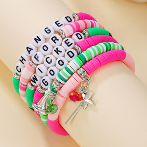 Conjunto de Pulseras de Arcilla Polimérica con Colgante de Sombrero y Varita, Joyería de Cuentas para Mujer, Regalo Primavera 2025, Origen Yiwu - Product Image 2