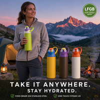 Bouteille de sport isotherme en acier inoxydable à double paroi de 650 ml avec couvercle transparent et poignée annulaire, vente en gros OEM