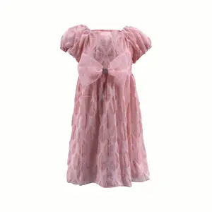 Pretty Peach Children's Girl Princess Flower Dress For Girl