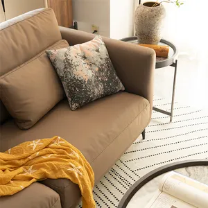 Sofá de madeira macia com design de l, sofá de canto de madeira sólida e tecido seccional de canto em couro genuíno