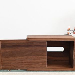 Boîte à mouchoirs en bois de noyer noir, 20x15x10cm, pour la maison, le salon, boîte de rangement de bureau avec mouchoirs extractibles - Product Image 2