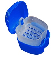 Boîte de rangement pour protège-dents orthodontique, bleu clair, boîte de bain pour prothèse dentaire, plastique PP, option de couleur personnalisée