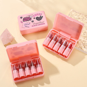 <span class=keywords><strong>Dragon</strong></span> Ranee <span class=keywords><strong>maquillaje</strong></span> 5 unids/caja Rosa lindo Mini lápiz labial mate cremoso de larga duración conjunto de lápiz labial regalo al por mayor para niñas - Product Image 4