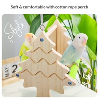 Perchoir miroir double face en bois pour perroquet, balançoire suspendue, jouet à mâcher, cadre à motif pivoine, écologique, durable, pour divertissement et jeu