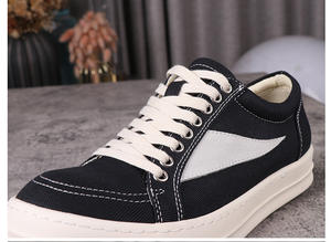 Baskets basses classiques en toile noire rétro de luxe pour hommes et femmes, à lacets, style décontracté - Product Image 5