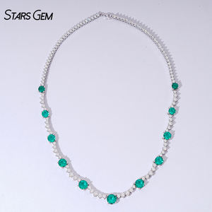 Collier fin unisexe Starsgem de luxe plaqué or blanc 14 carats avec émeraude de laboratoire ronde de 20 carats, 16 pouces, pour les fêtes - Product Image 5