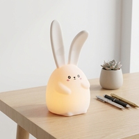 Veilleuse Lapin en Silicone Personnalisée en Gros, Rechargeable par USB, à Changement de Couleur, Intensité Variable, 7 Couleurs, pour Chambre de Bébé, Vente en Gros