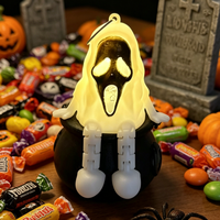 Nouveauté : Décoration de fête d'Halloween intérieure et extérieure – Lumière LED créative en forme de visage de fantôme, suspension lumineuse LED fantôme pour Halloween