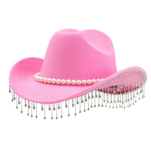 Popular Women's Fashionable British <b>Top</b> Hat Pearl Retro Ribbon Rhinestone Tassel Decoration Suitable for Honeymoon Parties - Product Image 5