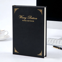 Carnets de notes à couverture rigide avec estampage doré pour fournisseurs scolaires, carnets de notes personnalisés noirs, agendas