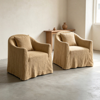 Fauteuil pivotant en tissu de lin, avec housse amovible, pour appartement et balcon