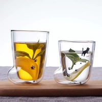 Gobelet en verre à double paroi au design unique en forme de bottes, verre à double paroi en forme de chaussures pour café, eau, lait