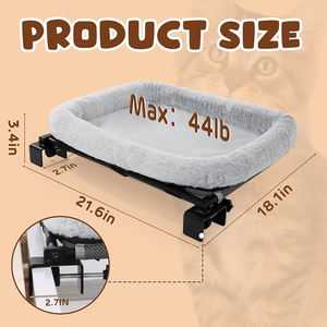 Adjustable Cat Bed Perch Hammock Lounge for Indoor Sofa Office <b>Desk</b> Bedroom Use Soft Removable Cushion Washable Pet Bed Hammock - Product Image 3