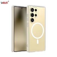 Étui de téléphone transparent magnétique en TPU+PC pour S25 Ultra 5G & S24, anti-chute et durable
