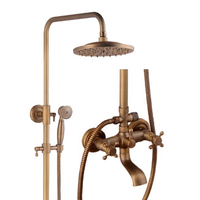 Système de douche pluie mural en laiton pour salle de bain, ensemble mitigeur bain et douche antique