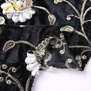 Элегантный KS продолжительность стрейч из жатой ткани, женская одежда, платья из бархата с цветочной вышивкой ткань