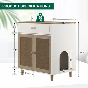 Mueble para Gatos JIAMEIJIA de Roble Claro Premium con Puerta Arqueada y Estante Amplio - Product Image 2
